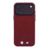 Apple iPhone 18 Pro Kılıf BMW Orjinal Lisanslı M-safe Şarj Özellikli PU Metal Logolu Kırmızı Halka Tasarımlı Kapak