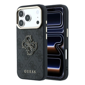 Apple iPhone 18 Pro Kılıf Guess Orjinal Lisanslı 4G Büyük Resin Logolu PU Kapak