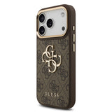 Apple iPhone 18 Pro Kılıf Guess Orjinal Lisanslı Gold Metal Kamera Çerçeveli 4G Desenli Metal Büyük 4G ve Yazı Logolu Kapak