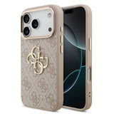 Apple iPhone 18 Pro Kılıf Guess Orjinal Lisanslı Gold Metal Kamera Çerçeveli 4G Desenli Metal Büyük 4G ve Yazı Logolu Kapak