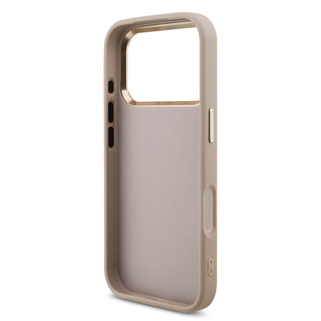 Apple iPhone 18 Pro Kılıf Guess Orjinal Lisanslı Gold Metal Kamera Çerçeveli 4G Desenli Metal Büyük 4G ve Yazı Logolu Kapak