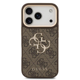 Apple iPhone 18 Pro Kılıf Guess Orjinal Lisanslı Gold Metal Kamera Çerçeveli 4G Desenli Metal Büyük 4G ve Yazı Logolu Kapak