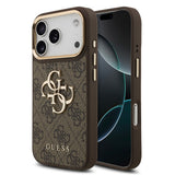 Apple iPhone 18 Pro Kılıf Guess Orjinal Lisanslı Gold Metal Kamera Çerçeveli 4G Desenli Metal Büyük 4G ve Yazı Logolu Kapak