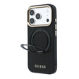 Apple iPhone 18 Pro Kılıf Guess Orjinal Lisanslı M-safe Şarj Özellikli 360 Derece Dönebilen Standlı PU Metal Yazı Logolu Kapak