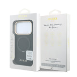 Apple iPhone 18 Pro Kılıf Guess Orjinal Lisanslı M-safe Şarj Özellikli 360 Derece Dönebilen Standlı PU Metal Yazı Logolu Kapak