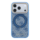 Apple iPhone 18 Pro Kılıf Guess Orjinal Lisanslı M-safe Şarj Özellikli 4G Desenli 360 Derece Dönebilen Standlı Metal Yazı Logolu Kapak