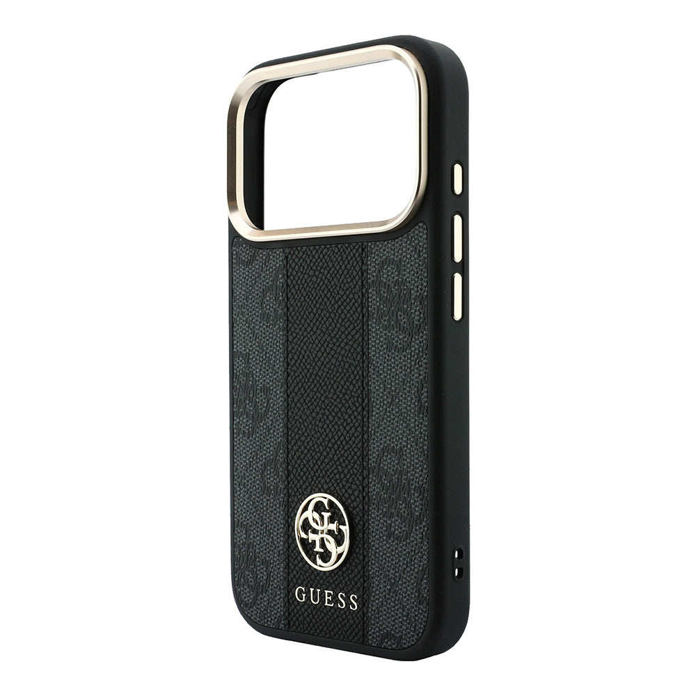 Apple iPhone 18 Pro Kılıf Guess Orjinal Lisanslı M-safe Şarj Özellikli Deri 4G Desenli Şeritli Yazı Logolu Kapak