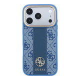 Apple iPhone 18 Pro Kılıf Guess Orjinal Lisanslı M-safe Şarj Özellikli Deri 4G Desenli Şeritli Yazı Logolu Kapak