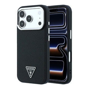 Apple iPhone 18 Pro Kılıf Guess Orjinal Lisanslı M-safe Şarj Özellikli Grained Triangle Kapak