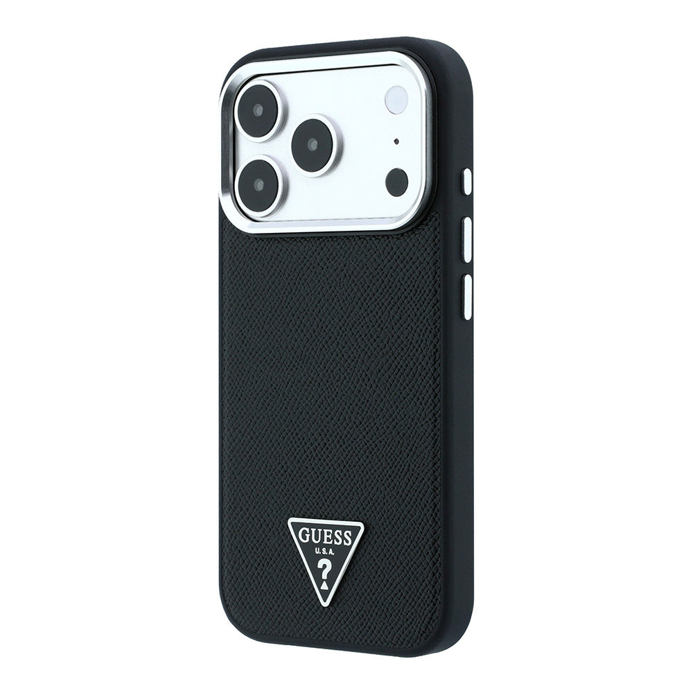 Apple iPhone 18 Pro Kılıf Guess Orjinal Lisanslı M-safe Şarj Özellikli Grained Triangle Kapak