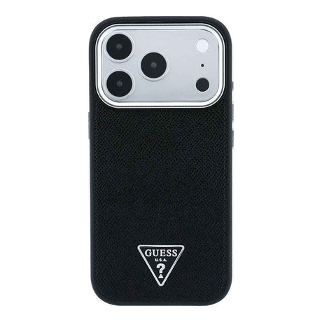Apple iPhone 18 Pro Kılıf Guess Orjinal Lisanslı M-safe Şarj Özellikli Grained Triangle Kapak