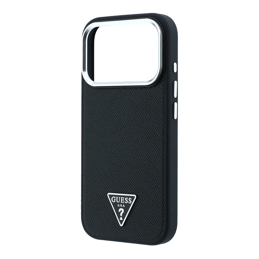 Apple iPhone 18 Pro Kılıf Guess Orjinal Lisanslı M-safe Şarj Özellikli Grained Triangle Kapak