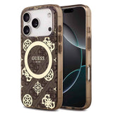 Apple iPhone 18 Pro Kılıf Guess Orjinal Lisanslı M-safe Şarj Özellikli IML Peony ve 4G Desenli Klasik Logolu Kapak