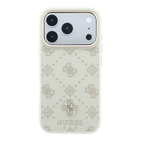 Apple iPhone 18 Pro Kılıf Guess Orjinal Lisanslı M-safe Şarj Özellikli Klasik Yazı ve 4G Logolu PU Deri Peony Kapak