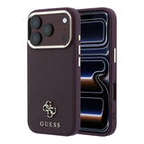 Apple iPhone 18 Pro Kılıf Guess Orjinal Lisanslı M-safe Şarj Özellikli Klasik Yazı ve 4G Logolu PU Deri Saffiano Kapak