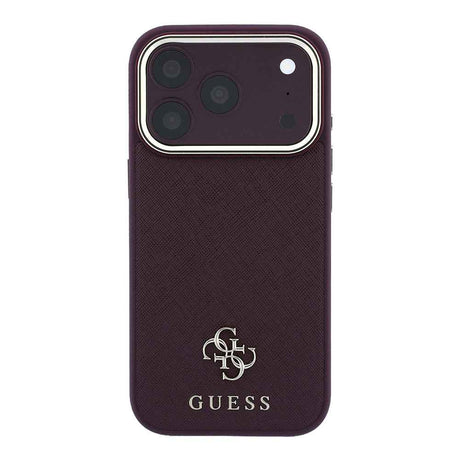 Apple iPhone 18 Pro Kılıf Guess Orjinal Lisanslı M-safe Şarj Özellikli Klasik Yazı ve 4G Logolu PU Deri Saffiano Kapak