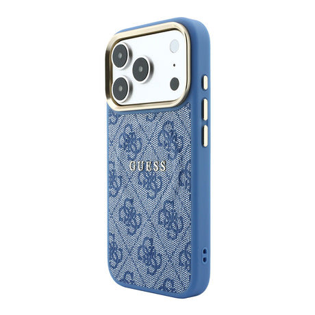 Apple iPhone 18 Pro Kılıf Guess Orjinal Lisanslı M-safe Şarj Özellikli Metal Kamera Çerçeveli C-Magnet 4G Desenli Yazı Logolu Kapak