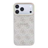 Apple iPhone 18 Pro Kılıf Guess Orjinal Lisanslı M-safe Şarj Özellikli Metal Kamera Çerçeveli C-Magnet 4G Desenli Yazı Logolu Kapak