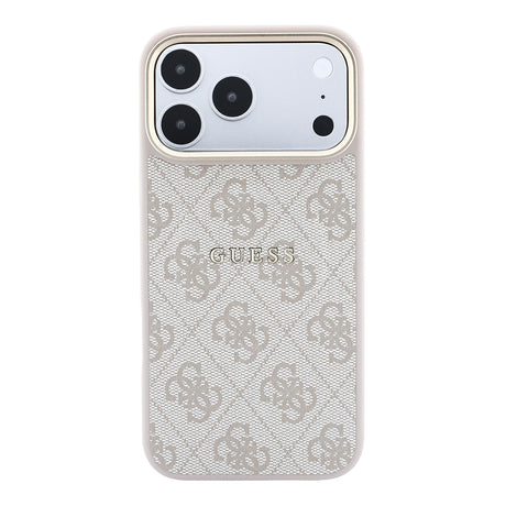 Apple iPhone 18 Pro Kılıf Guess Orjinal Lisanslı M-safe Şarj Özellikli Metal Kamera Çerçeveli C-Magnet 4G Desenli Yazı Logolu Kapak