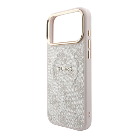 Apple iPhone 18 Pro Kılıf Guess Orjinal Lisanslı M-safe Şarj Özellikli Metal Kamera Çerçeveli C-Magnet 4G Desenli Yazı Logolu Kapak