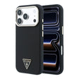 Apple iPhone 18 Pro Kılıf Guess Orjinal Lisanslı M-safe Şarj Özellikli PU Metal Üçgen Logolu Karbon Fiber Kevlar Kapak