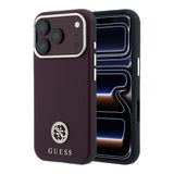 Apple iPhone 18 Pro Kılıf Guess Orjinal Lisanslı M-safe Şarj Özellikli PU Taşlı Metal 4G ve Yazı Logolu Kapak