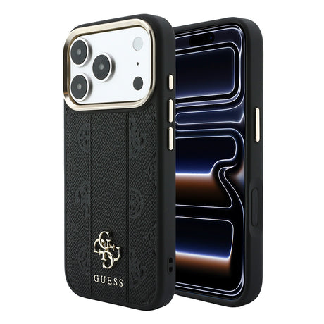 Apple iPhone 18 Pro Kılıf Guess Orjinal Lisanslı M-safe Şarj Özellikli Şeritli Peony 4G ve Yazı Logolu Kapak