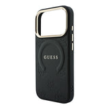 Apple iPhone 18 Pro Kılıf Guess Orjinal Lisanslı M-safe Şarj Özellikli Sıcak Baskılı Yazı Logolu C-Magnet PU Deri Peony Kapak