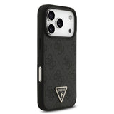 Apple iPhone 18 Pro Kılıf Guess Orjinal Lisanslı M-safe Şarj Özllikli PU Deri Taşlı Üçgen Logo 4G Desenli Strass Kapak
