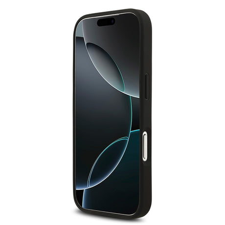 Apple iPhone 18 Pro Kılıf Guess Orjinal Lisanslı M-safe Şarj Özllikli PU Deri Taşlı Üçgen Logo 4G Desenli Strass Kapak