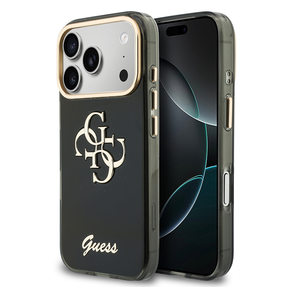 Apple iPhone 18 Pro Kılıf Guess Orjinal Lisanslı Yazı ve 4G Büyük Metal Logolu Silikon Kapak