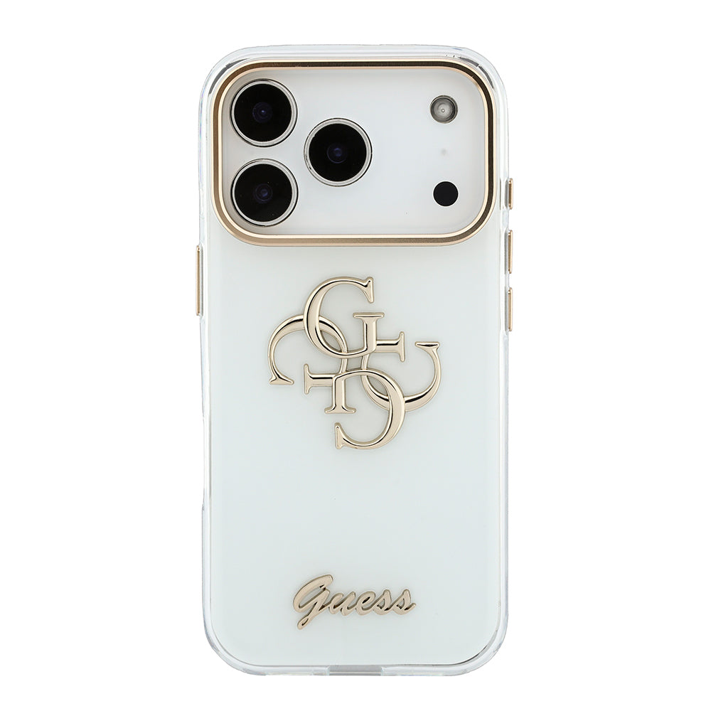 Apple iPhone 18 Pro Kılıf Guess Orjinal Lisanslı Yazı ve 4G Büyük Metal Logolu Silikon Kapak