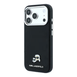 Apple iPhone 18 Pro Kılıf Karl Lagerfeld Orjinal Lisanslı M-Safe Şarj Özellikli K&C Heads Metal Logolu PU Kapak