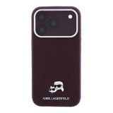 Apple iPhone 18 Pro Kılıf Karl Lagerfeld Orjinal Lisanslı M-Safe Şarj Özellikli K&C Heads Metal Logolu PU Kapak
