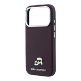 Apple iPhone 18 Pro Kılıf Karl Lagerfeld Orjinal Lisanslı M-Safe Şarj Özellikli K&C Heads Metal Logolu PU Kapak