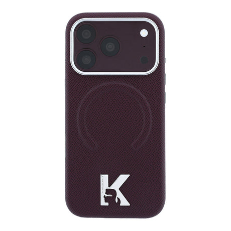 Apple iPhone 18 Pro Kılıf Karl Lagerfeld Orjinal Lisanslı M-safe Şarj Özellikli KHEAD Metal Logolu PU Grained Deri Kapak
