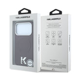 Apple iPhone 18 Pro Kılıf Karl Lagerfeld Orjinal Lisanslı M-safe Şarj Özellikli KHEAD Metal Logolu PU Grained Deri Kapak