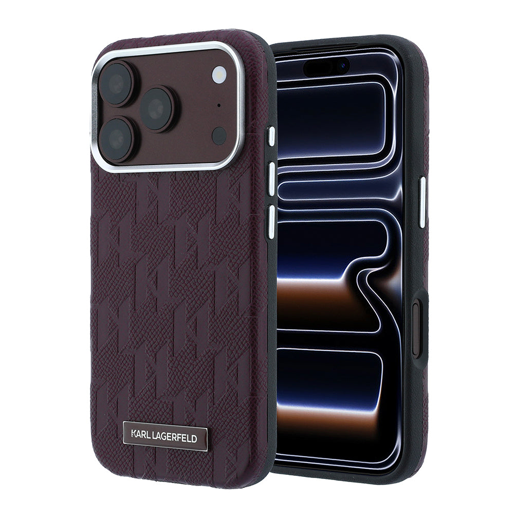 Apple iPhone 18 Pro Kılıf Karl Lagerfeld Orjinal Lisanslı M-safe Şarj Özellikli KL Yazılı Hot Stamp Kapak