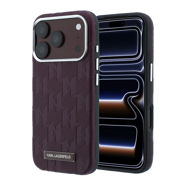 Apple iPhone 18 Pro Kılıf Karl Lagerfeld Orjinal Lisanslı M-safe Şarj Özellikli KL Yazılı Hot Stamp Kapak