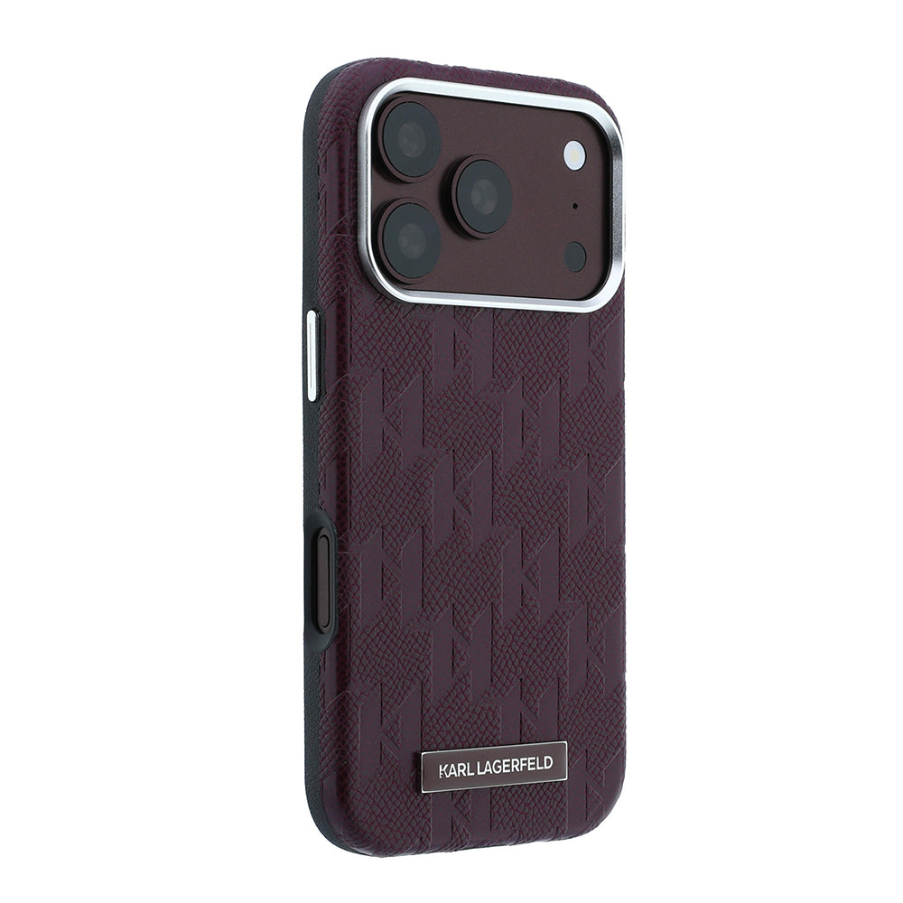 Apple iPhone 18 Pro Kılıf Karl Lagerfeld Orjinal Lisanslı M-safe Şarj Özellikli KL Yazılı Hot Stamp Kapak
