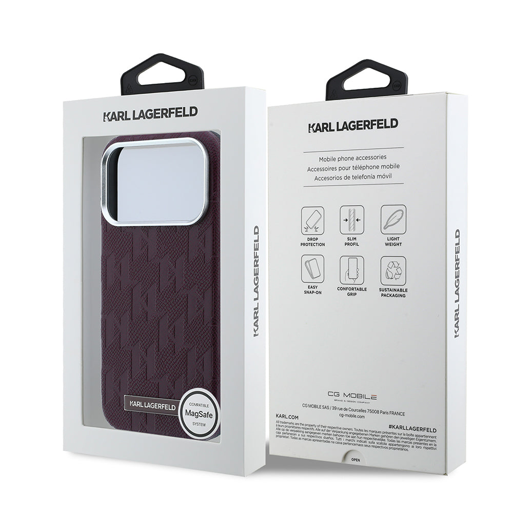 Apple iPhone 18 Pro Kılıf Karl Lagerfeld Orjinal Lisanslı M-safe Şarj Özellikli KL Yazılı Hot Stamp Kapak