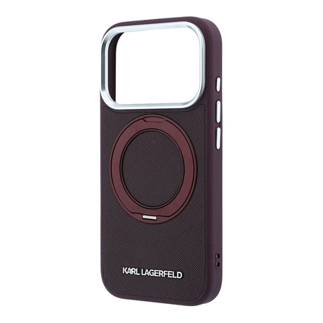 Apple iPhone 18 Pro Kılıf Karl Lagerfeld Orjinal Lisanslı M-Safe Şarj Özellikli Metal Logolu PU Saffiano 360 Derece Dönebilen Standlı Kapak