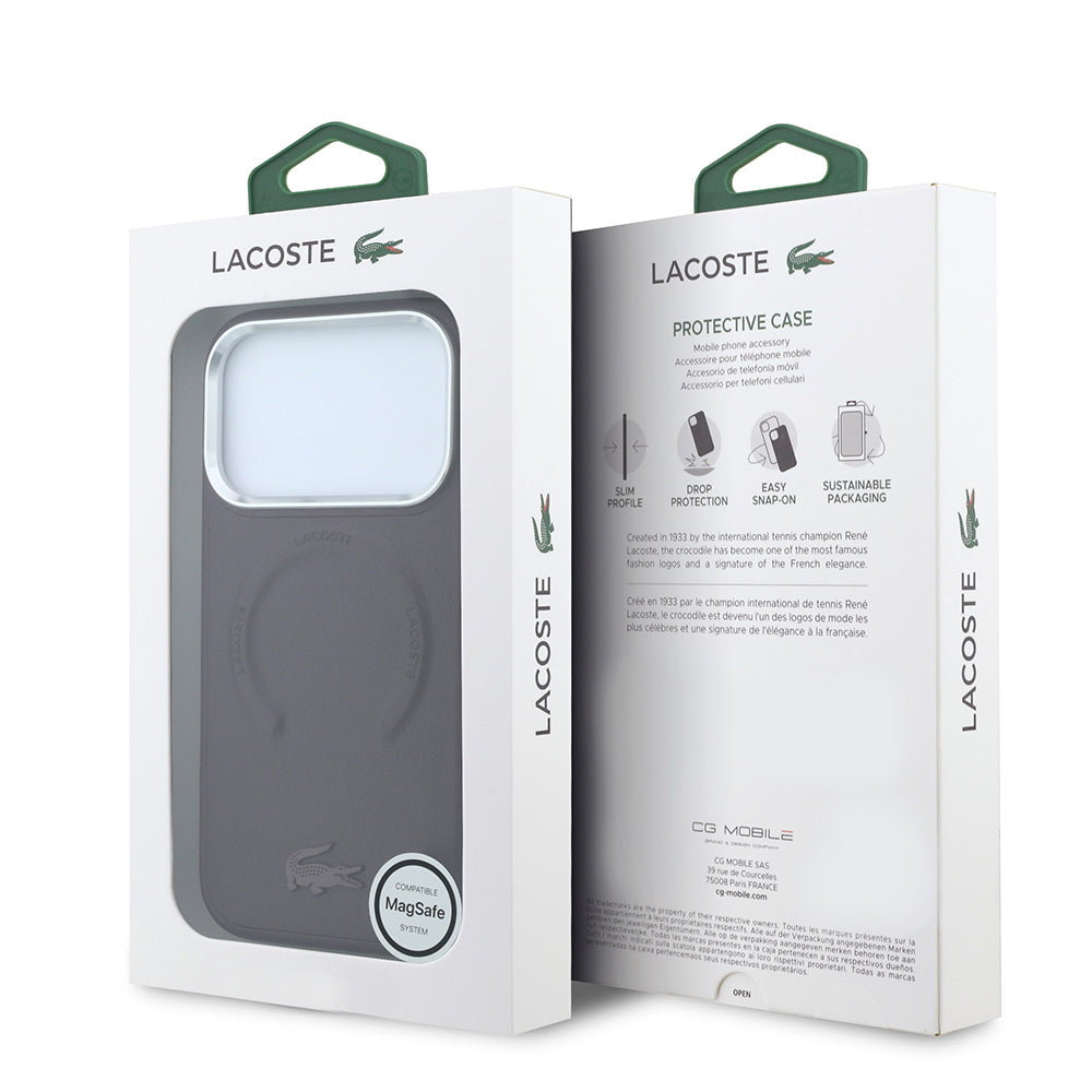 Apple iPhone 18 Pro Kılıf Lacoste Orjinal Lisanslı M-safe Şarj Özellikli Lenglen Icon Metal Logolu Kapak