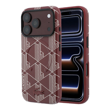 Apple iPhone 18 Pro Kılıf Lacoste Orjinal Lisanslı M-safe Şarj Özellikli Metal Logolu Deri Karışık Monogram Desenli Kapak