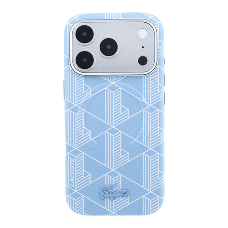 Apple iPhone 18 Pro Kılıf Lacoste Orjinal Lisanslı M-safe Şarj Özellikli Metal Logolu Deri Karışık Monogram Desenli Kapak