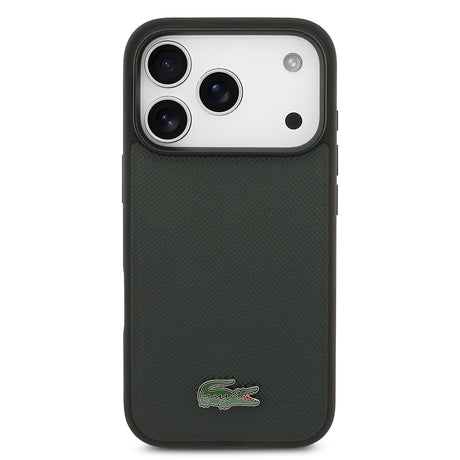 Apple iPhone 18 Pro Kılıf Lacoste Orjinal Lisanslı M-safe Şarj Özellikli PU Pike Desenli Metal Logolu Kapak