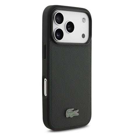 Apple iPhone 18 Pro Kılıf Lacoste Orjinal Lisanslı M-safe Şarj Özellikli PU Pike Desenli Metal Logolu Kapak