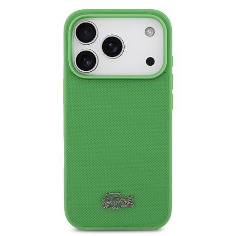 Apple iPhone 18 Pro Kılıf Lacoste Orjinal Lisanslı M-safe Şarj Özellikli PU Pike Desenli Metal Logolu Kapak