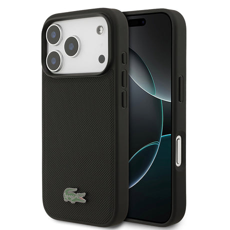 Apple iPhone 18 Pro Kılıf Lacoste Orjinal Lisanslı M-safe Şarj Özellikli PU Pike Desenli Metal Logolu Kapak