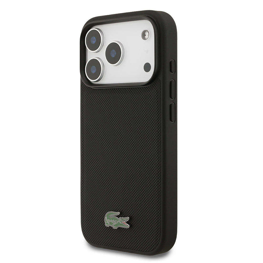Apple iPhone 18 Pro Kılıf Lacoste Orjinal Lisanslı M-safe Şarj Özellikli PU Pike Desenli Metal Logolu Kapak